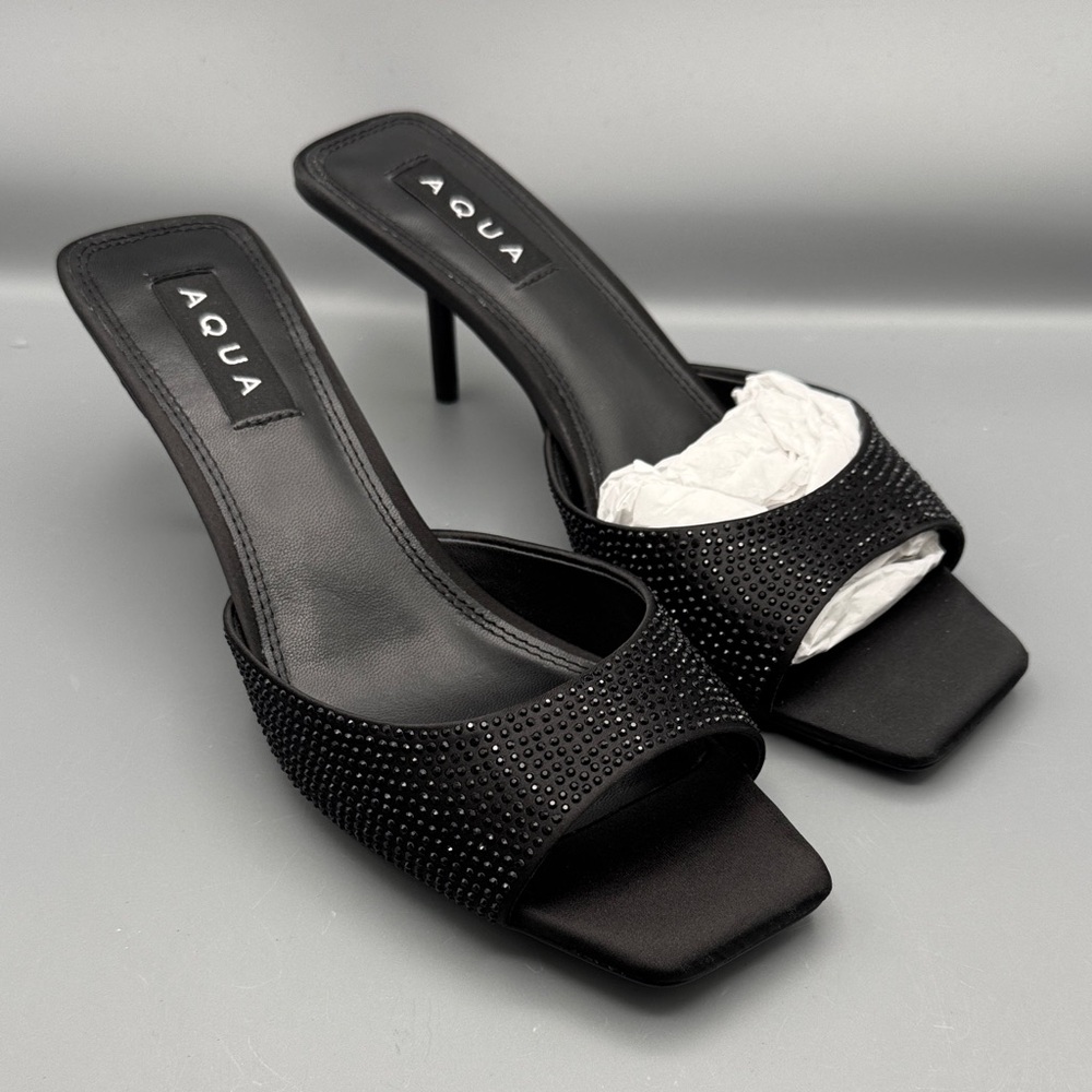 AQUA Women's Onyx Embellished Stiletto Mules